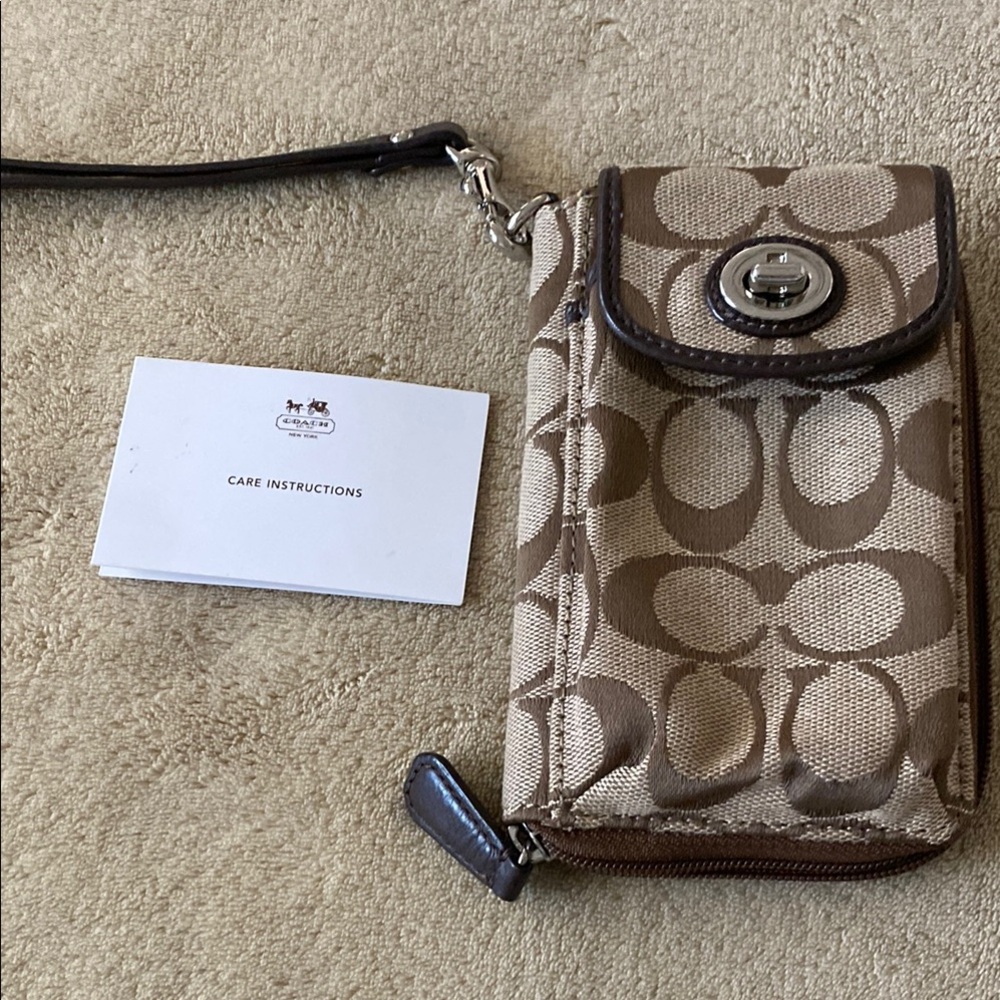 Coach Brown Wristlet Phone Case